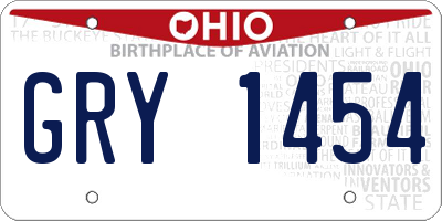 OH license plate GRY1454