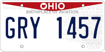 OH license plate GRY1457