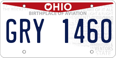 OH license plate GRY1460