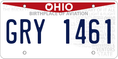 OH license plate GRY1461