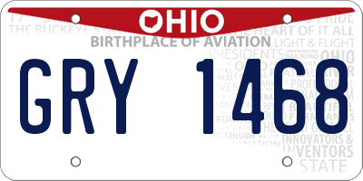 OH license plate GRY1468