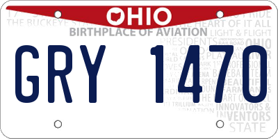 OH license plate GRY1470