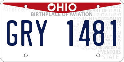 OH license plate GRY1481