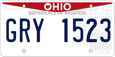 OH license plate GRY1523