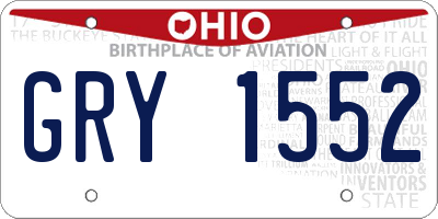 OH license plate GRY1552