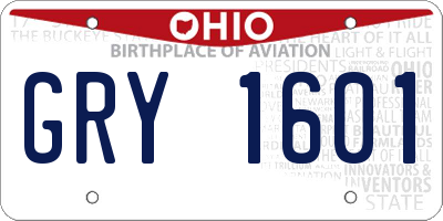 OH license plate GRY1601