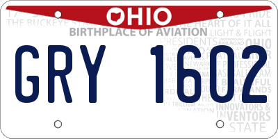 OH license plate GRY1602