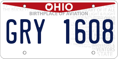 OH license plate GRY1608