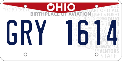 OH license plate GRY1614