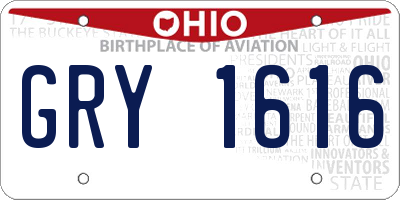 OH license plate GRY1616