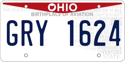OH license plate GRY1624