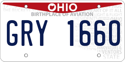 OH license plate GRY1660