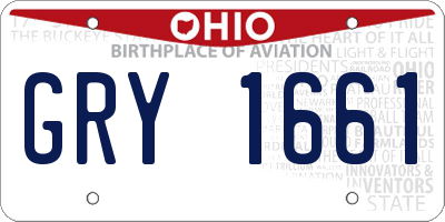 OH license plate GRY1661