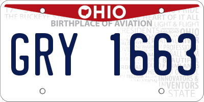OH license plate GRY1663