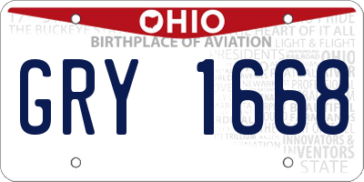 OH license plate GRY1668