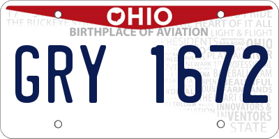 OH license plate GRY1672