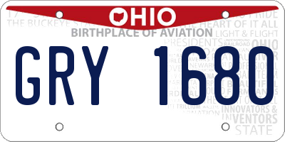 OH license plate GRY1680