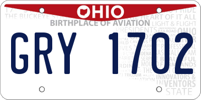 OH license plate GRY1702