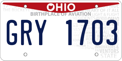 OH license plate GRY1703