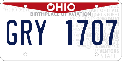 OH license plate GRY1707