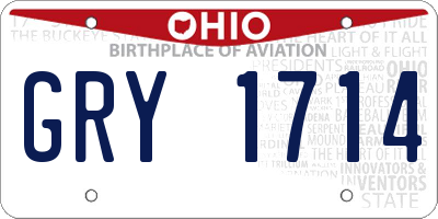 OH license plate GRY1714