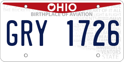 OH license plate GRY1726
