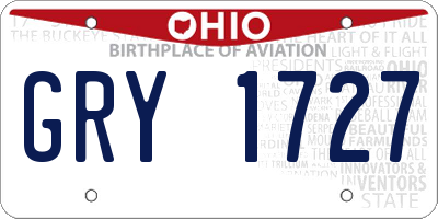 OH license plate GRY1727