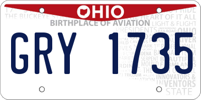 OH license plate GRY1735