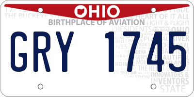 OH license plate GRY1745