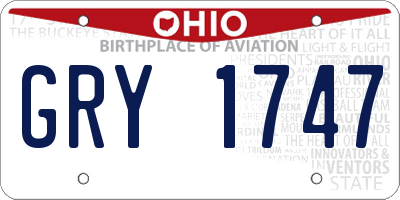 OH license plate GRY1747