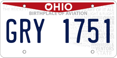 OH license plate GRY1751