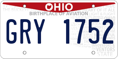OH license plate GRY1752