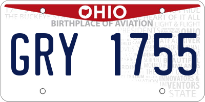 OH license plate GRY1755