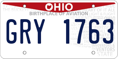 OH license plate GRY1763