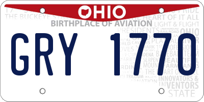 OH license plate GRY1770