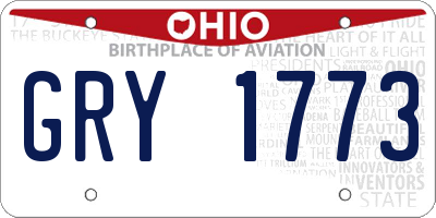OH license plate GRY1773
