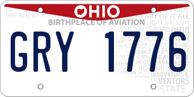 OH license plate GRY1776