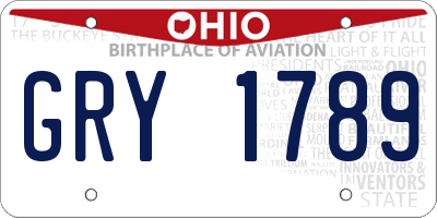 OH license plate GRY1789