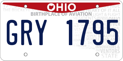 OH license plate GRY1795