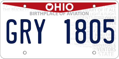 OH license plate GRY1805