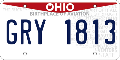 OH license plate GRY1813