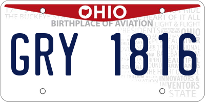 OH license plate GRY1816