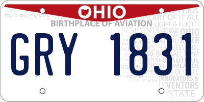 OH license plate GRY1831