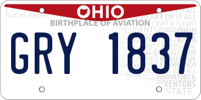 OH license plate GRY1837
