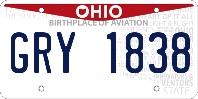 OH license plate GRY1838