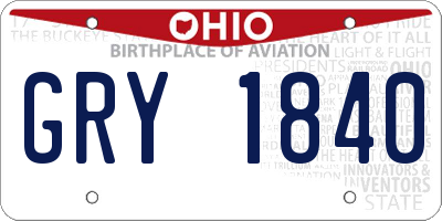 OH license plate GRY1840