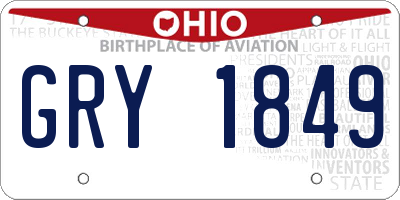 OH license plate GRY1849