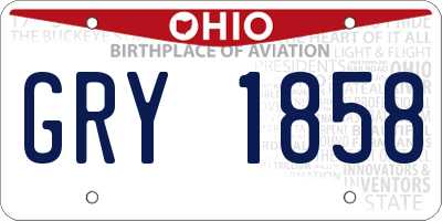 OH license plate GRY1858