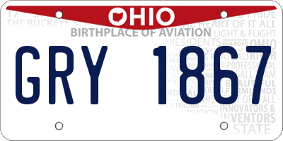 OH license plate GRY1867