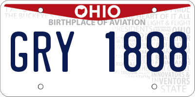 OH license plate GRY1888